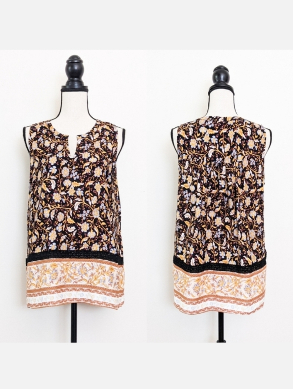 NWT Cotton Bleu Paisley Sleeveless Top, Size Large